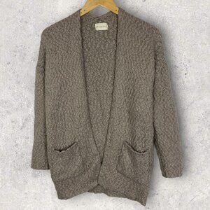 Dreamers‎ Taupe Fuzzy Open Front Cardigan Size Small Medium Tan Beige Minimalist